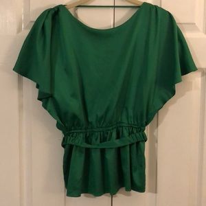 Green silky top